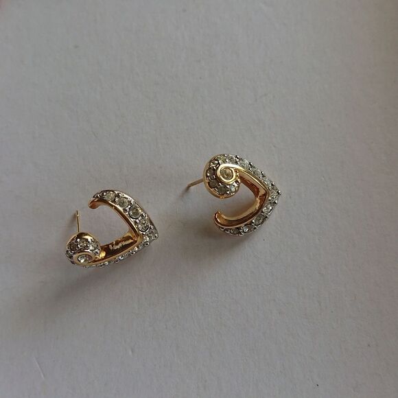 Swarovski gold tone open heart earrings - Picture 3 of 5